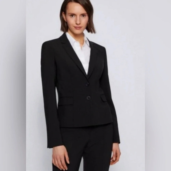 Hugo Boss Wool Blend Blazer Suit Jacket 2 Button Office Career Luxe Size 8 - Picture 3 of 11